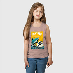 Майка детская хлопок Акула и серфер - нейросеть, цвет: пыльно-розовый — фото 2