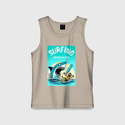 Детская майка Surfing never alone - shark and surfer