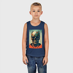 Майка детская хлопок Ai art skull - fantasy, цвет: тёмно-синий — фото 2