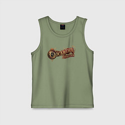 Майка детская хлопок Clockwork revolution logo, цвет: авокадо