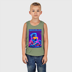 Майка детская хлопок Bart Simpson - neon fantasy ai art, цвет: авокадо — фото 2