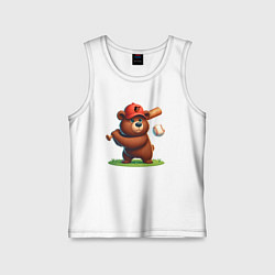 Майка детская хлопок Bear cub batter Baltimore Orioles - ai art, цвет: белый