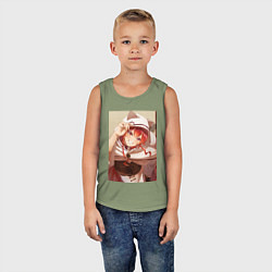 Майка детская хлопок Реинкарнация безработного Эрис Бореас Грейрат кошк, цвет: авокадо — фото 2