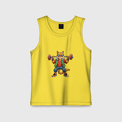 Детская майка Крутой рыжий кото держит гантель