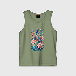 Детская майка Павлин среди цветов