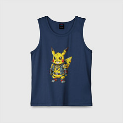 Майка детская хлопок Пикачу панк в металлической косухе, цвет: тёмно-синий