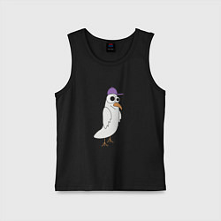 Детская майка Странный птиц птица голубь в кепке чайка на стиле