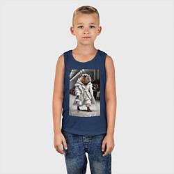 Майка детская хлопок Модный капибара манекенщик - дефиле животных, цвет: тёмно-синий — фото 2