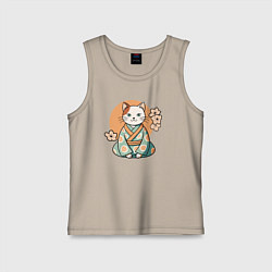 Детская майка Кошка в кимоно