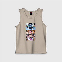 Майка детская хлопок Звездное детя 2 - много глаз смотрят, цвет: миндальный