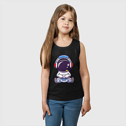 Майка детская хлопок Астронавт с джойстиком, цвет: черный — фото 2