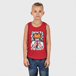 Майка детская хлопок Человек-бензопила Denji язык, цвет: красный — фото 2