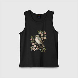 Детская майка Маленькая птичка на ветке с цветами