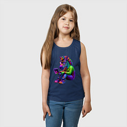 Майка детская хлопок Неоновая зебра хакер, цвет: тёмно-синий — фото 2