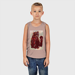 Майка детская хлопок Медведь боксер, цвет: пыльно-розовый — фото 2