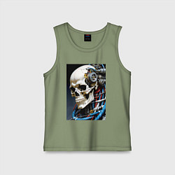 Детская майка Кибер череп - нейроарт фантазия