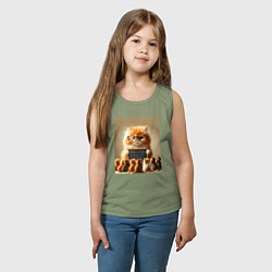 Майка детская хлопок Рыжий кот учитель английского языка - нейроарт, цвет: авокадо — фото 2