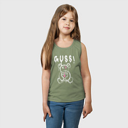 Майка детская хлопок Гусси - мишка с гусем, цвет: авокадо — фото 2