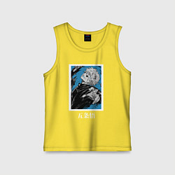 Детская майка Магическая битва Годжо голубой фон