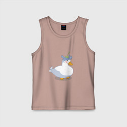 Детская майка Милая уточка гусь с цветочком на голове