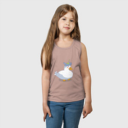 Майка детская хлопок Милая уточка гусь с цветочком на голове, цвет: пыльно-розовый — фото 2