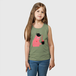 Майка детская хлопок Мишкин чай, цвет: авокадо — фото 2