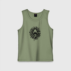 Детская майка Голова акулы в волнах тату