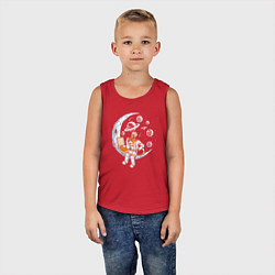 Майка детская хлопок Скелет ест пиццу на Луне, цвет: красный — фото 2