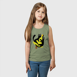 Майка детская хлопок Черные коты на елке, цвет: авокадо — фото 2