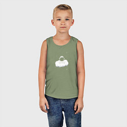 Майка детская хлопок Космонавт в облаках, цвет: авокадо — фото 2