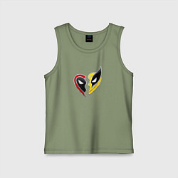 Майка детская хлопок Дэдпул и Росомаха, цвет: авокадо