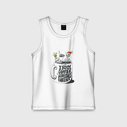 Майка детская хлопок Coffee Christmas Skeleton, цвет: белый