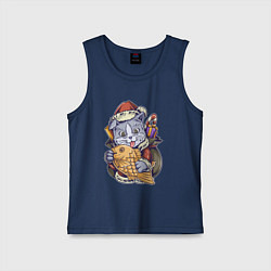 Детская майка Новогодний котик с рыбкой