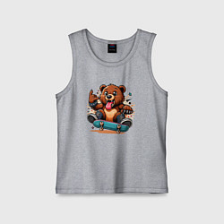 Детская майка Мишутка крутой скейтбордист - нейроарт