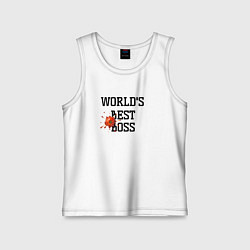 Майка детская хлопок Worlds best boss, цвет: белый