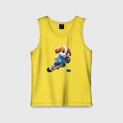 Майка детская хлопок Щенок хоккейный форвард - нейроарт, цвет: желтый