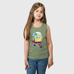 Майка детская хлопок Губка Боб хоккейный нападающий - нейроарт, цвет: авокадо — фото 2