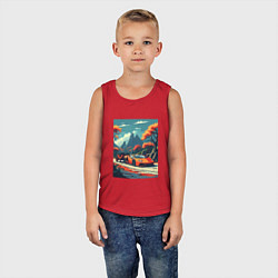 Майка детская хлопок Одинокая ламборгини, цвет: красный — фото 2