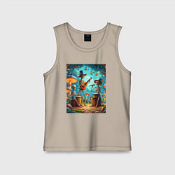 Детская майка Трио скелетов музицируют на грибной поляне