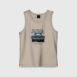 Майка детская хлопок Маслкар Ford Mustang 1973 года, цвет: миндальный