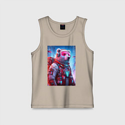 Детская майка Кибер мишка - киберпанк нейроарт