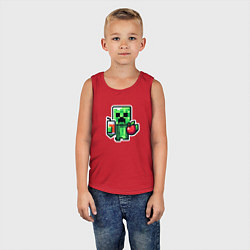 Майка детская хлопок Minecraft крипер с маком, цвет: красный — фото 2