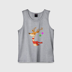 Детская майка Олень новогодний с ёлочными шарами