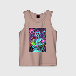 Детская майка Рик и Морти изучают инопланетное насекомое