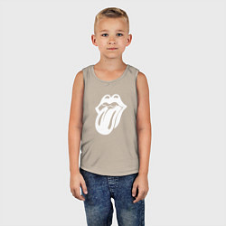 Майка детская хлопок Rolling Stones - white logo, цвет: миндальный — фото 2