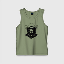 Детская майка Медведь ковбой на диком западе