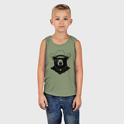 Майка детская хлопок Медведь ковбой на диком западе, цвет: авокадо — фото 2