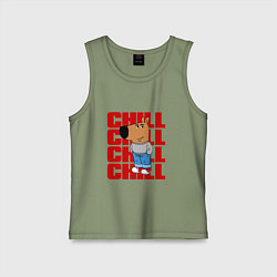 Майка детская хлопок Чиловый парень - надпись, цвет: авокадо