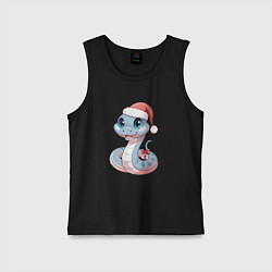 Детская майка Голубая новогодняя змея с подарком