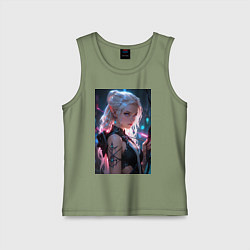 Майка детская хлопок Прекрасная девушка-эльф с луком, цвет: авокадо